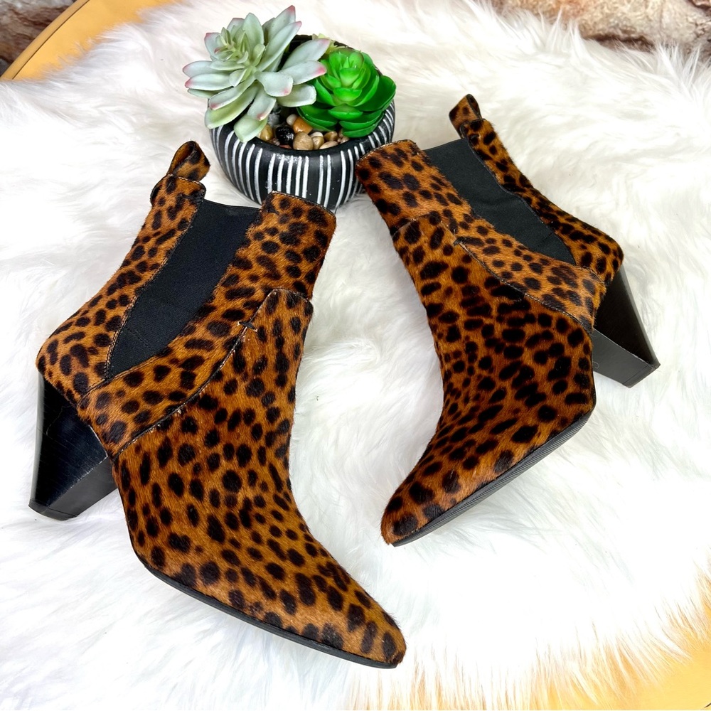 VERONICA BEARD Coastal Cowgirl Landon Leopard Print Calf-Hair Ankle Boots, 37.5 - Picture 13 of 15